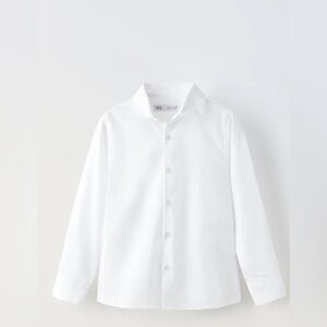 Boys cotton woven dress shirt in white size 9